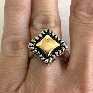 Joseph Esposito Sterling Silver 925 14K Yellow Gold Mixed Metal Ring Sz 6.75